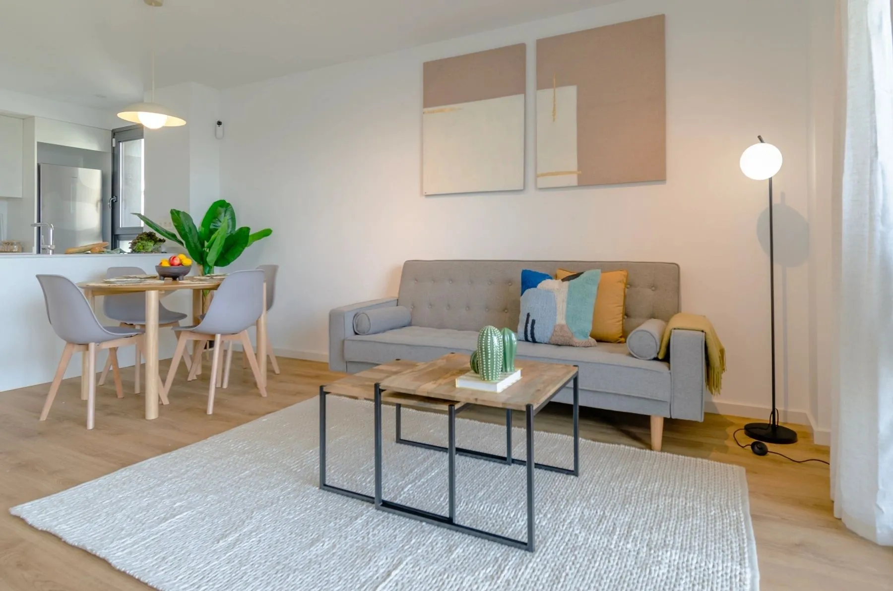 Living and dining room of the Badalona II project, in Badalona, after the interior design project