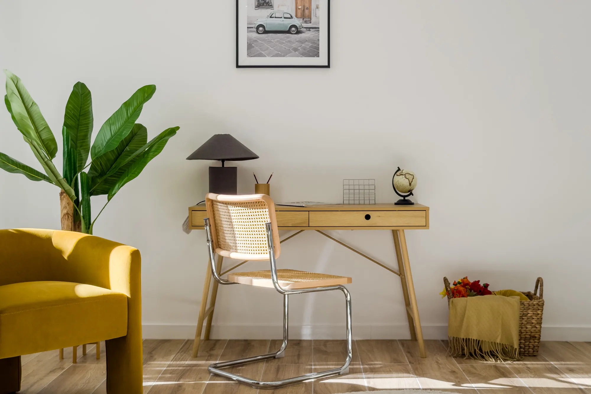 Living room, detail of the Còrsega project, in Barcelona, after the interior design project