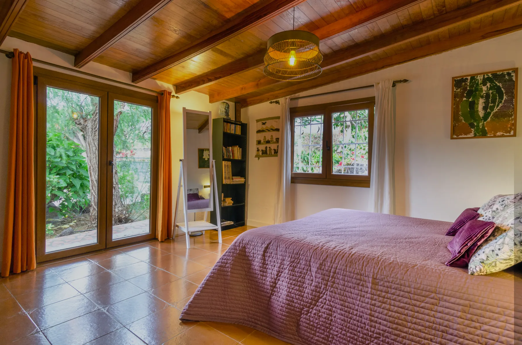 Bedroom of the Torreón Bajo project, in La Orotava, Tenerife, after the interior design project
