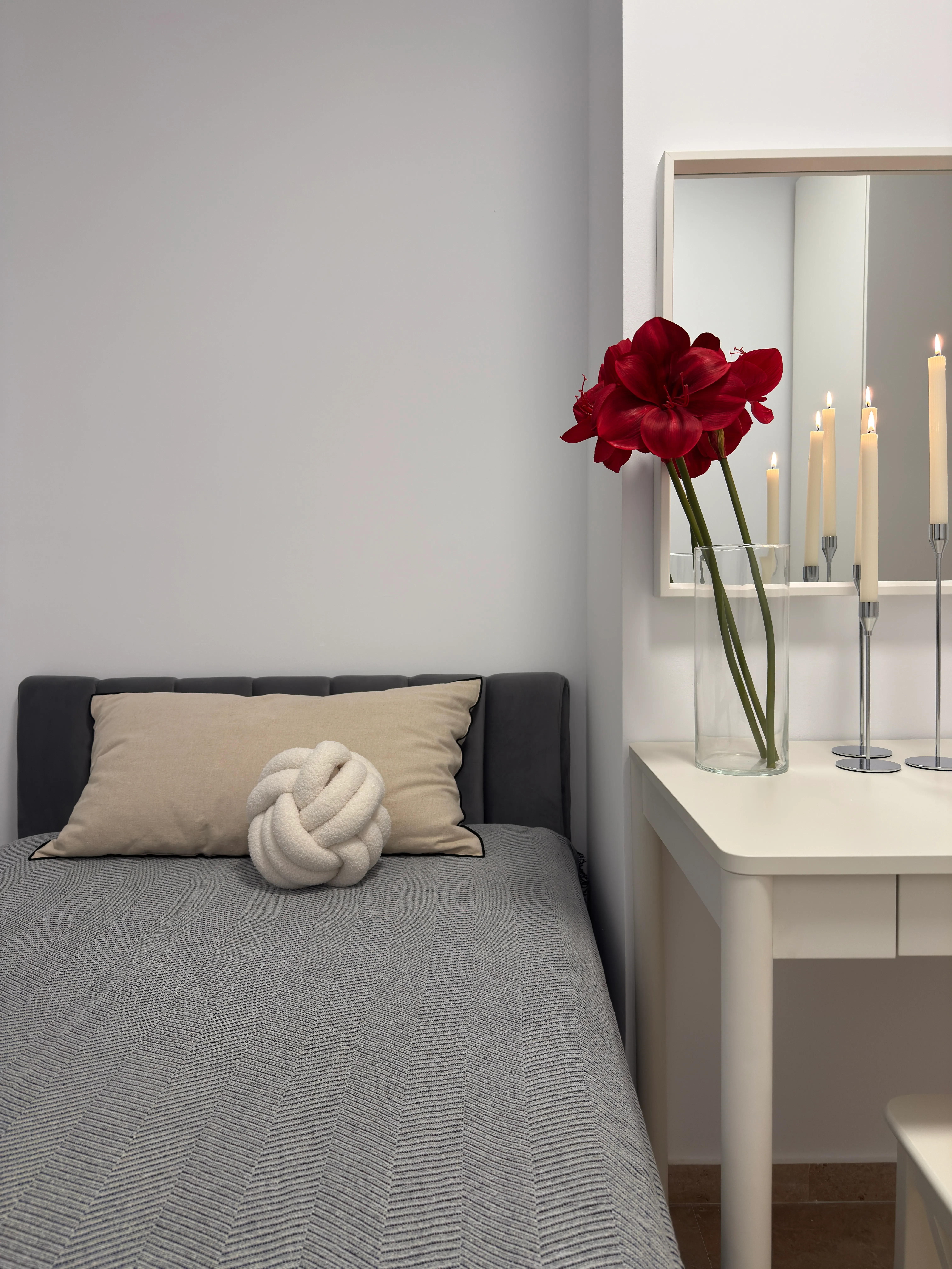 Bedroom of the Fenals project, in Lloret de Mar, after the interior design project