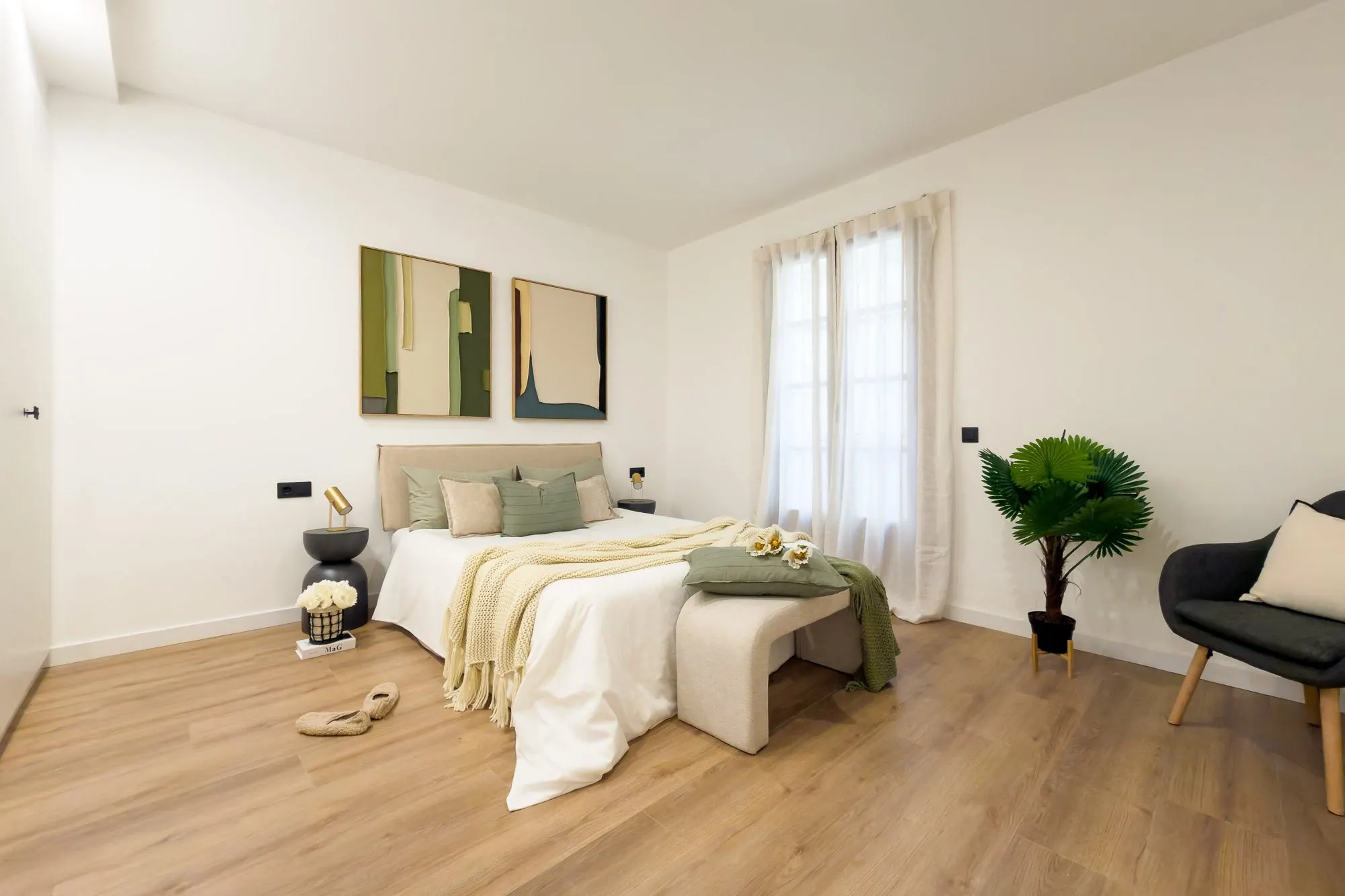 Dormitorio de Còdols, en Barcelona, tras el home staging