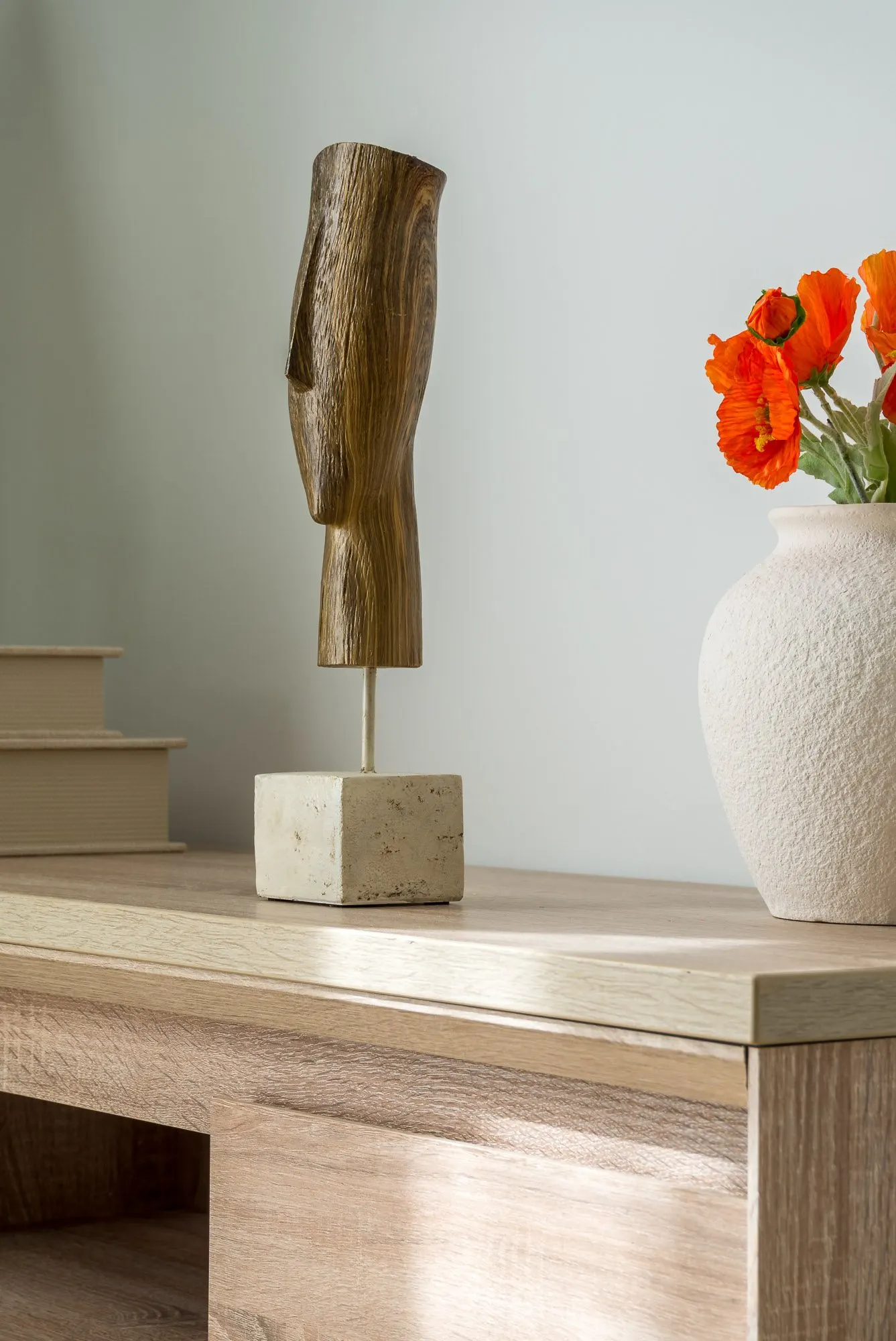 Living room, detail of the Riera Baixa I project, in Barcelona, after home staging