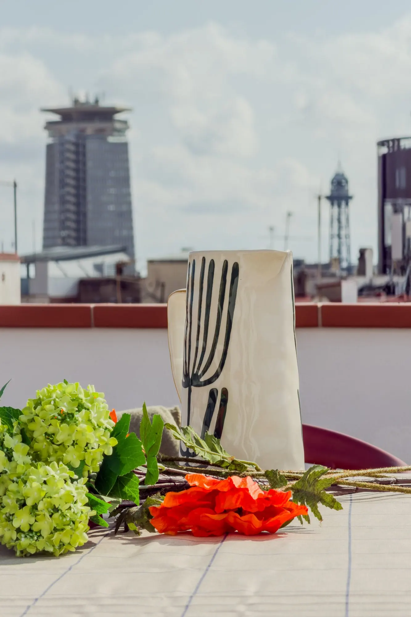 Terrace, detail of the Riera Baixa I project, in Barcelona, after home staging