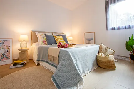 Bedroom of the Calle Casino project, in Valldoreix, after home staging