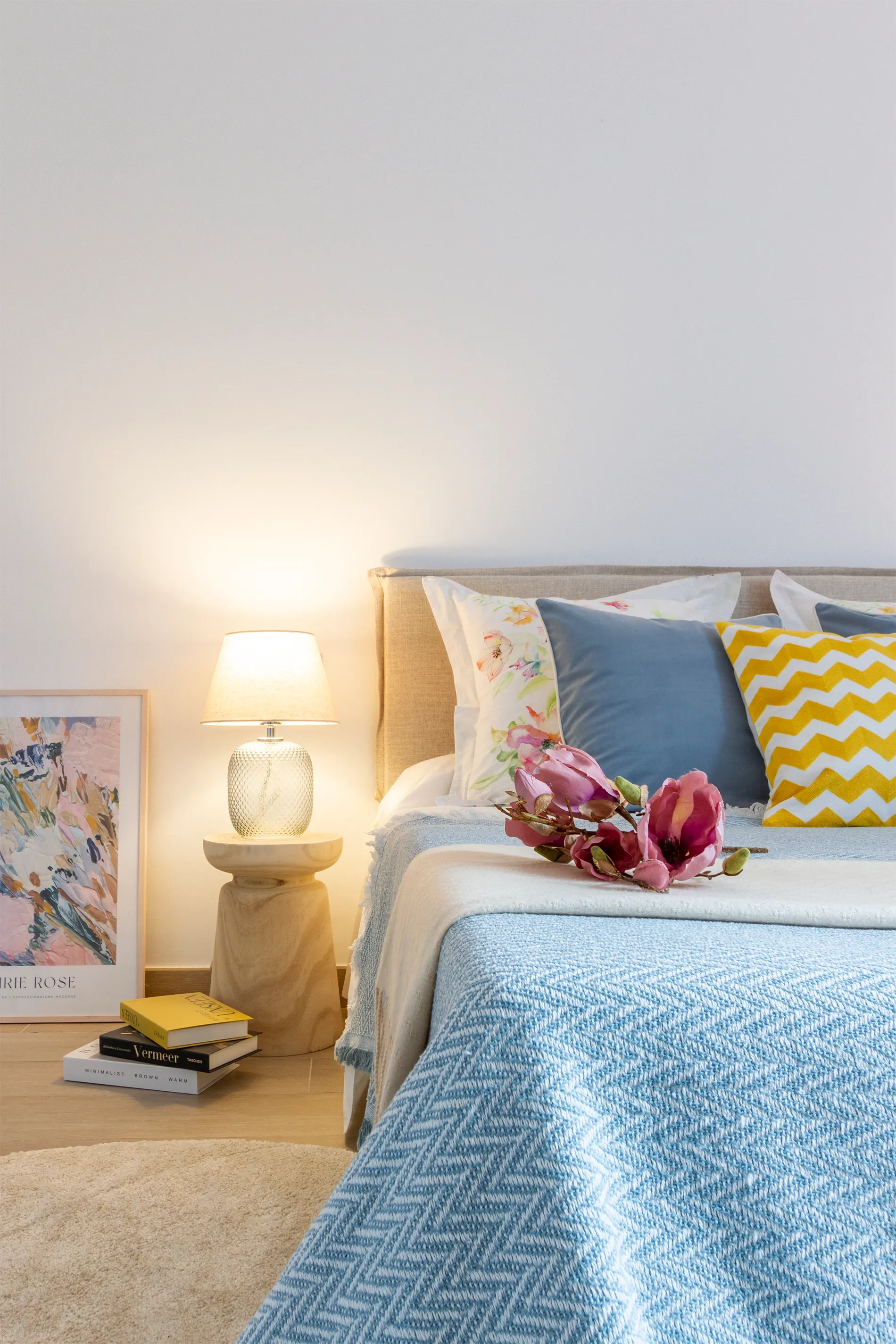 Bedroom, detail of the Calle Casino project, in Valldoreix, after home staging
